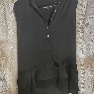 Banana Republic Black Sleeveless Ruffle Tank Top